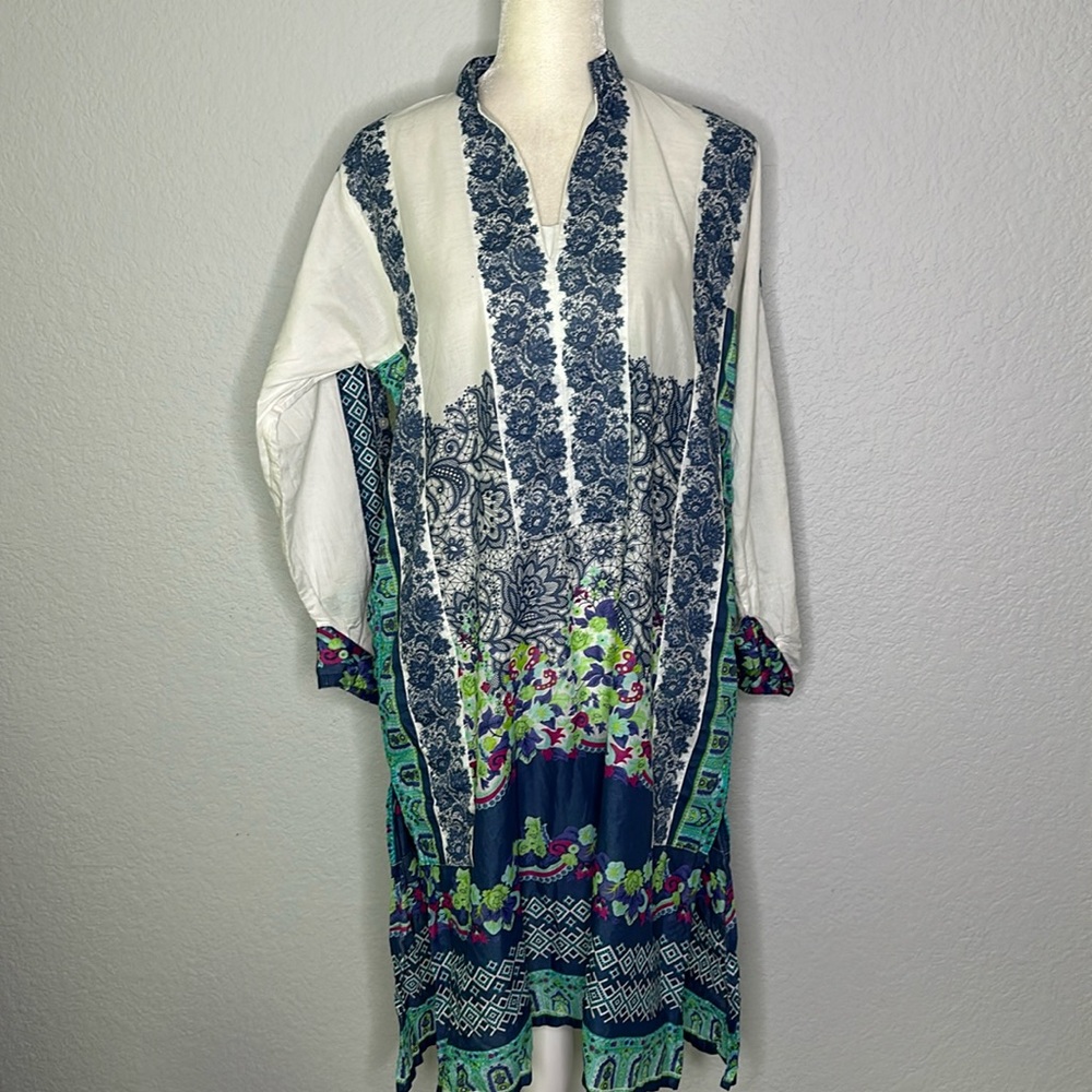 Khaddi Pret Cotton Floral Print Tunic Swim Coverup 12